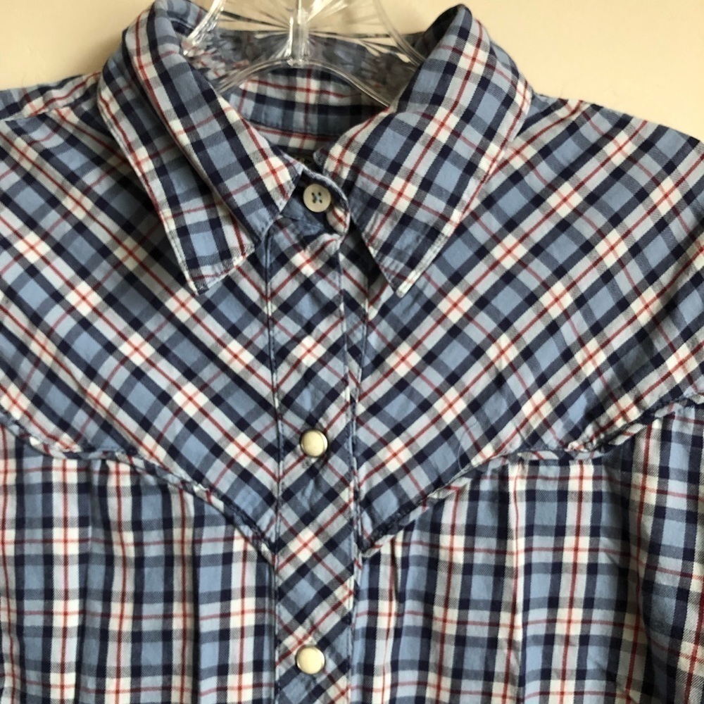 Lucky Brand Plaid Western Pearl Snap Button Down Boho Cowgirl Shirt - Picture 3 of 7